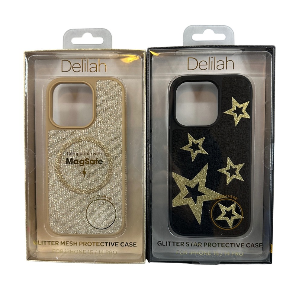 Bundle of 2 Delilah Cases for iPhone 15/14 Pro MagSafe Glitter Stars Bling